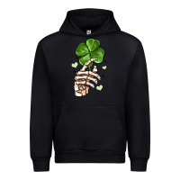 Black skeleton hand with shamrock st patrick s day Urban Hoodie - MaliasSmallBusiness