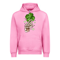 Fuchsia Pink skeleton hand with shamrock st patrick s day Urban Hoodie - MaliasSmallBusiness