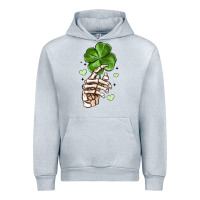 Heather Grey skeleton hand with shamrock st patrick s day Urban Hoodie - MaliasSmallBusiness