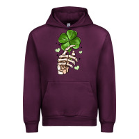 Mauve Wine skeleton hand with shamrock st patrick s day Urban Hoodie - MaliasSmallBusiness