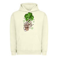 Pigment Pistachio skeleton hand with shamrock st patrick s day Urban Hoodie - MaliasSmallBusiness