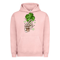 Pigment Salmon skeleton hand with shamrock st patrick s day Urban Hoodie - MaliasSmallBusiness