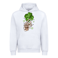 White skeleton hand with shamrock st patrick s day Urban Hoodie - MaliasSmallBusiness