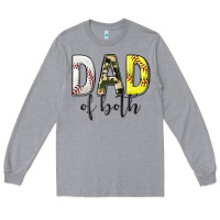 Heather Grey dad of both with softball and baseball Long Sleeve Tee - texasbilliewilder