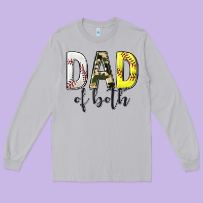 Long Sleeve Tee dad of both with softball and baseball
