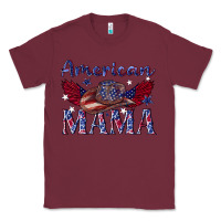 Burgundy American mama with cowboy Classic Tee - texasbilliewilder