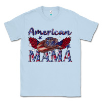 Dusty Blue American mama with cowboy Classic Tee - texasbilliewilder
