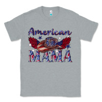 Heather Grey American mama with cowboy Classic Tee - texasbilliewilder
