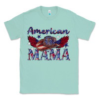 Seafoam American mama with cowboy Classic Tee - texasbilliewilder