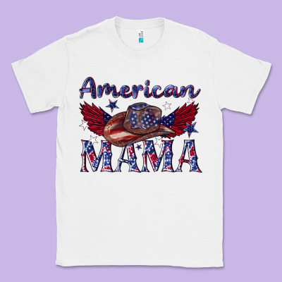 Classic Tee American mama with cowboy