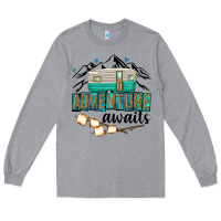 Heather Grey adventure awaits Long Sleeve Tee - texasbilliewilder