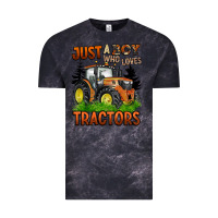 Cloud Black just a boy who loves tractors Vintage Tee - BarkalooDesign