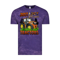 Cloud Purple just a boy who loves tractors Vintage Tee - BarkalooDesign