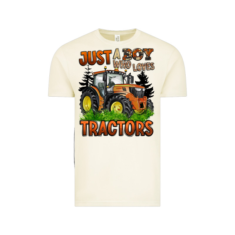Just A Boy Who Loves Tractors Vintage Tee by BarkalooDesign | Teevron