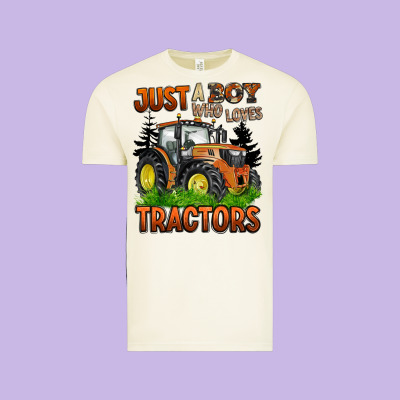 Just A Boy Who Loves Tractors Vintage Tee Designed By Barkaloodesign
