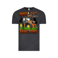 Vintage Black just a boy who loves tractors Vintage Tee - BarkalooDesign