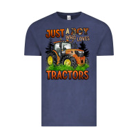 Vintage Denim just a boy who loves tractors Vintage Tee - BarkalooDesign