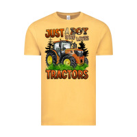 Vintage Mustard just a boy who loves tractors Vintage Tee - BarkalooDesign