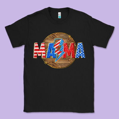 Classic Tee American mama with lightning bolt