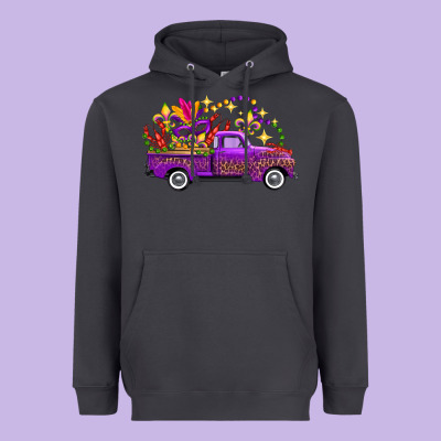 Mardi Gras Truck Heavyweight Hoodie Designed By Fadigitalartstudio