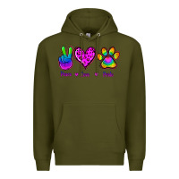 Army Green Peace Love Pride Premium Hoodie - Jasminsmagicworld