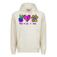 Oatmeal Heather Peace Love Pride Premium Hoodie - Jasminsmagicworld