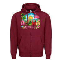 Burgundy aloha beaches Zipper Hoodie - texasbilliewilder