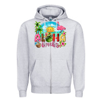 Heather Grey aloha beaches Zipper Hoodie - texasbilliewilder