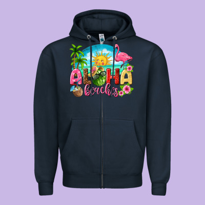 Aloha Beaches Zipper Hoodie Designed By Texasbilliewilder
