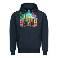 Navy aloha beaches Zipper Hoodie - texasbilliewilder