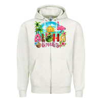 Oatmeal Heather aloha beaches Zipper Hoodie - texasbilliewilder