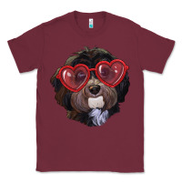 Burgundy havanese dog with love glasses Classic Tee - RanaPortraitStore