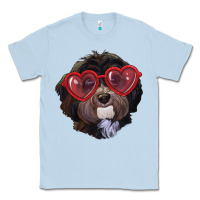 Dusty Blue havanese dog with love glasses Classic Tee - RanaPortraitStore
