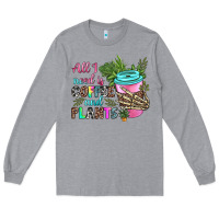 Heather Grey all i need is coffee and plants Long Sleeve Tee - texasbilliewilder