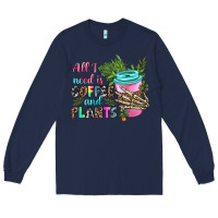 Navy all i need is coffee and plants Long Sleeve Tee - texasbilliewilder