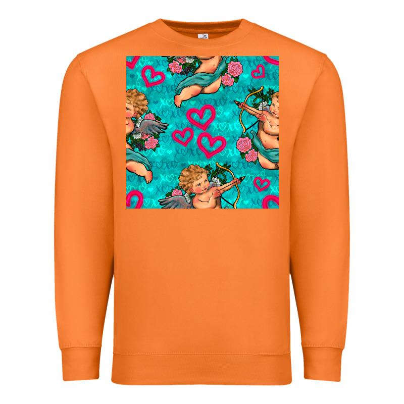 Valentines Day Cupid And Neon Heart Seamless Pattern Premium Sweatshirt by BundleAndBundleShop | Teevron