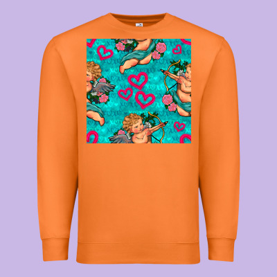 Valentines Day Cupid And Neon Heart Seamless Pattern Premium Sweatshirt Designed By Bundleandbundleshop