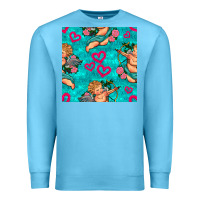Ocean Blue valentines day cupid and neon heart seamless pattern Premium Sweatshirt - BundleAndBundleShop