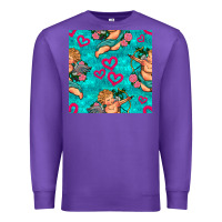 Purple valentines day cupid and neon heart seamless pattern Premium Sweatshirt - BundleAndBundleShop