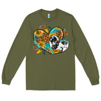 Army Green cowhide leopard hearts Long Sleeve Tee - texasbilliewilder