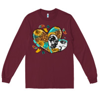 Burgundy cowhide leopard hearts Long Sleeve Tee - texasbilliewilder