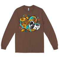 Chestnut cowhide leopard hearts Long Sleeve Tee - texasbilliewilder
