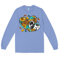 Colony Blue cowhide leopard hearts Long Sleeve Tee - texasbilliewilder