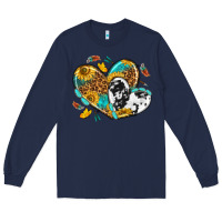 Navy cowhide leopard hearts Long Sleeve Tee - texasbilliewilder