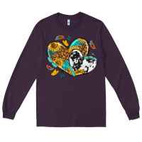 Plum cowhide leopard hearts Long Sleeve Tee - texasbilliewilder