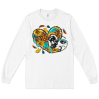 White cowhide leopard hearts Long Sleeve Tee - texasbilliewilder