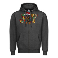 Charcoal Heather dachshund puppy christmas joy Zipper Hoodie - RanaPortraitStore