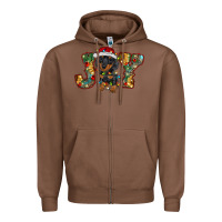 Chestnut dachshund puppy christmas joy Zipper Hoodie - RanaPortraitStore