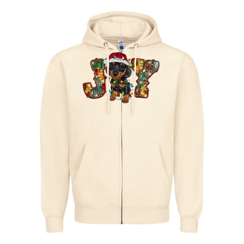 Dachshund Puppy Christmas Joy Zipper Hoodie by RanaPortraitStore | Teevron