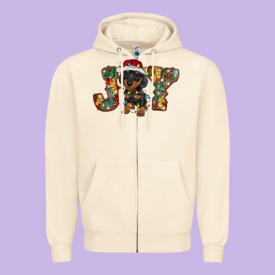 Dachshund Puppy Christmas Joy Zipper Hoodie Designed By Ranaportraitstore